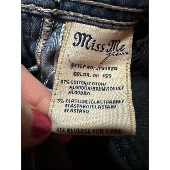 Miss Me Fleur De Lis Dark Wash Low Rise Skinny Jeans Size 28 JP5182G - Picture 7 of 10